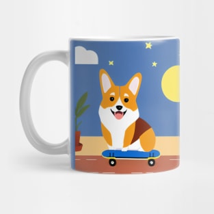 Skateboarding Corgi Dog Mug